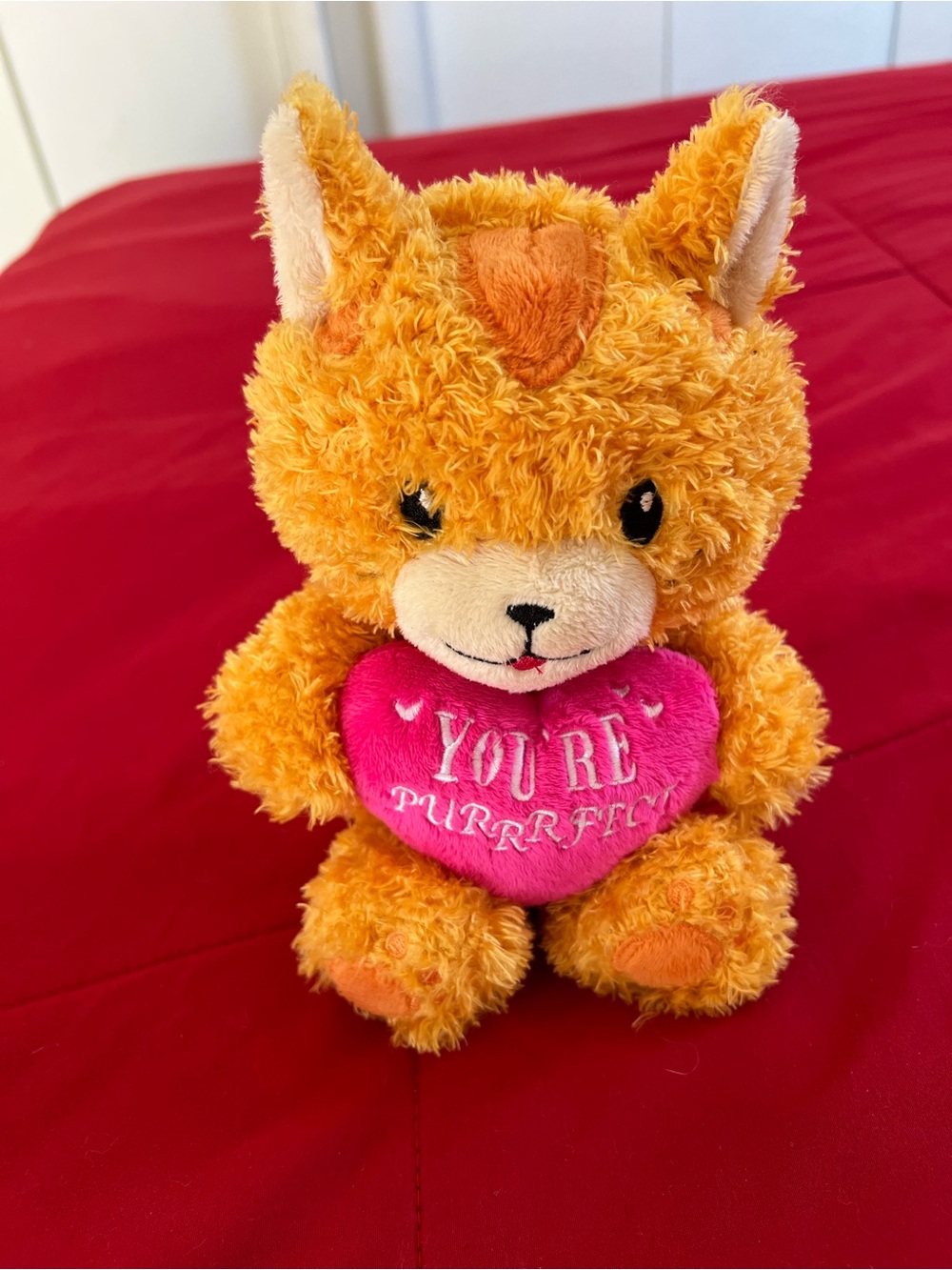 DanDee You're Purrrfect Cat Plush Orange Tabby Pink Heart Stuffed Animal 8 in